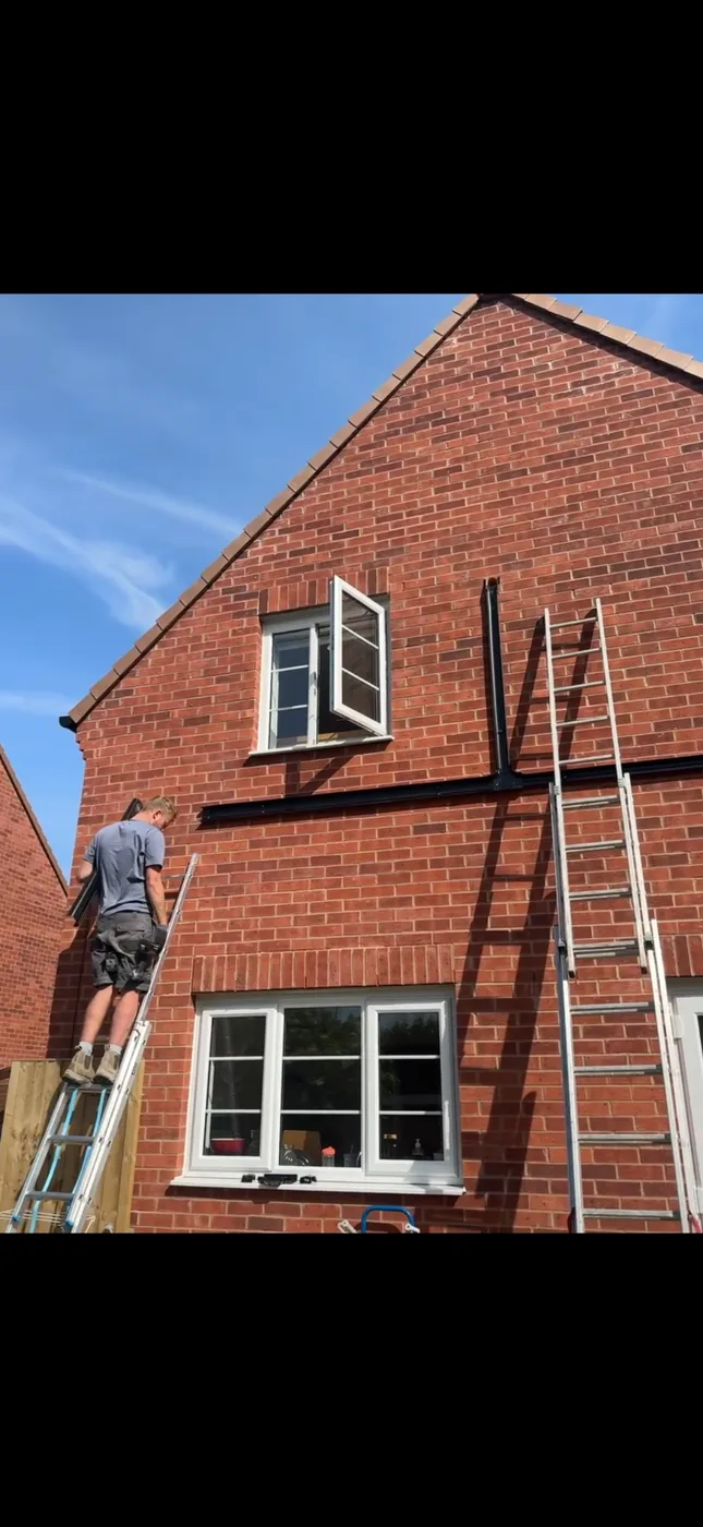 Air conditioning first fix pipework being installed